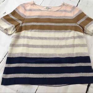 Madewell Tops - Madewell Striped Silk Short Sleeved Blouse Madewell Tops - Madewell Striped Silk Short Sleeved Blouse